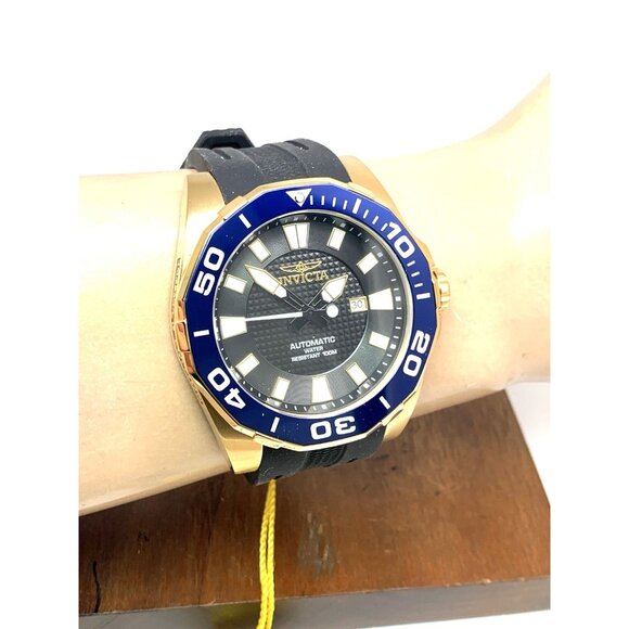 Invicta Men's Watch 30505 Pro Diver Automatic Black Dial Blue Bezel Rubber Band - Picture 12 of 15